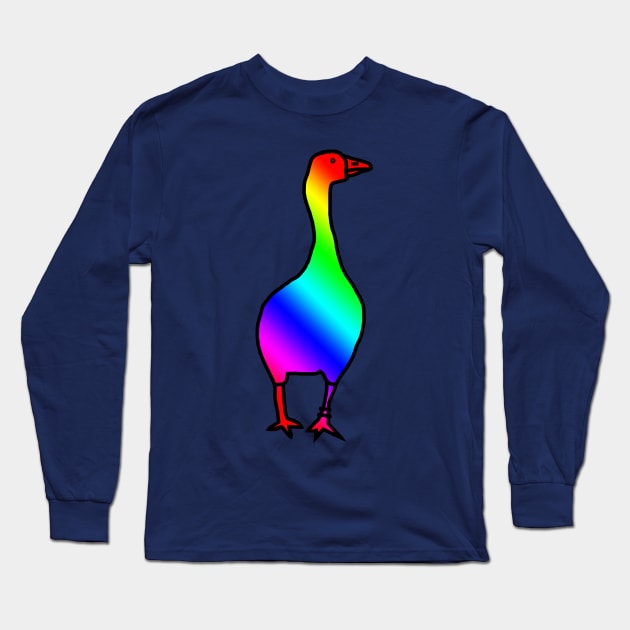 Bright Rainbow Gaming Goose Long Sleeve T-Shirt by ellenhenryart